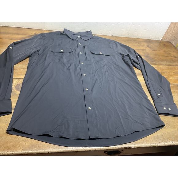Poncho Shirt Mens XL Black Slim Fit Long Sleeve Performance Fishing Magnetic - Picture 2 of 13
